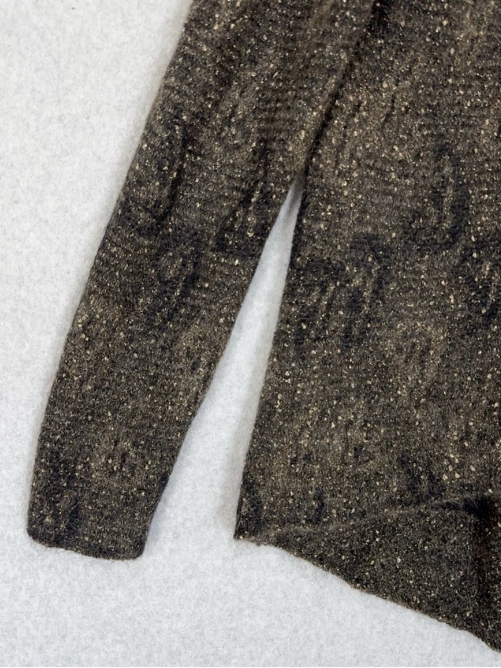 Eileen Fisher Cardigan Sweater Leather Trim Open Front Mohair Blend Womens Small - Picture 10 of 14